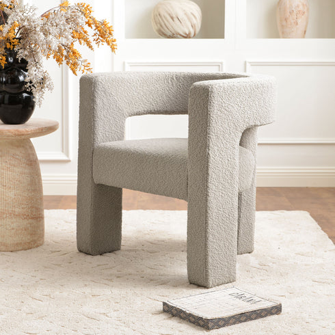Herbert Modern Bouclé Armchair - Oatmeal Accent Chair | Decorative Accent Chairs | Kinwell Furniture | Modern Accent Chairs